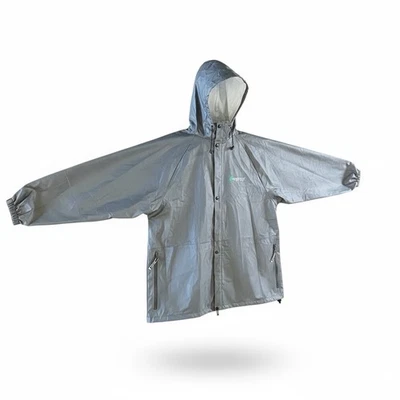 Chaqueta de lluvia Froggtoggs gris con capucha ligera cremallera completa para hombre talla XL/2X Foto 1 de 4