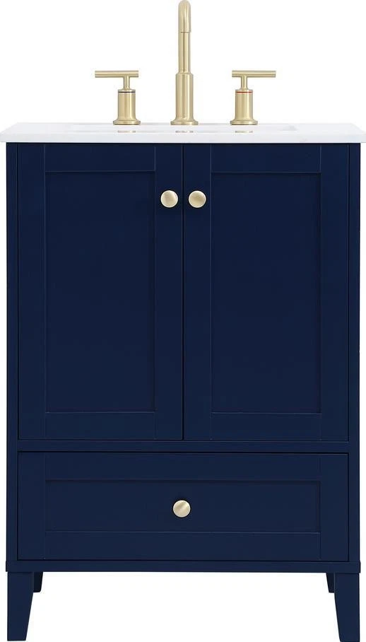 Elegante tocador de baño azul de 24 pulgadas Foto 1 de 1