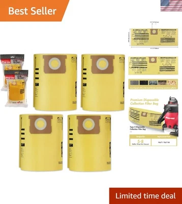 High-Efficiency Disposable Filter Bags for Shop Vac 5-8 Gallons - 4 Pack - Image 1 of 4
