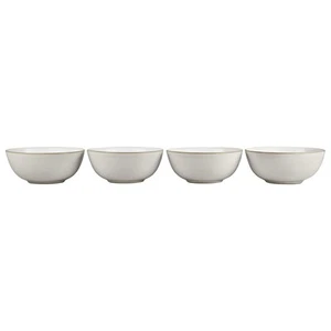 - Natural Canvas Cereal Bowls Set of 4 - Beige White Glaze Dishwasher Microwa... - Picture 1 of 3
