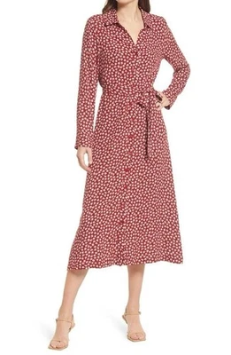 NWT Reformation Brighton Kendie Rose Button Front Midi Dress S Red - Image 1 of 4