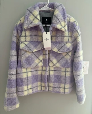 Chaqueta Sherpa 7 PARA TODA LA HUMANIDAD Púrpura a Cuadros Piel Sintética Talla Pequeña Foto 1 de 4
