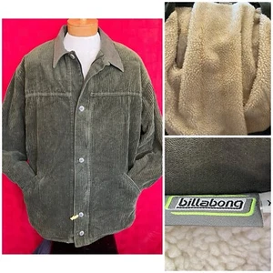 VINTAGE NEW NOS Billabong 1990s Sherpa Jacket Size XL Green / Fur Puffy Winter - Picture 1 of 15