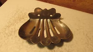 Antique Nickel Plated Brass Shell Soap Dish - Picture 1 of 2