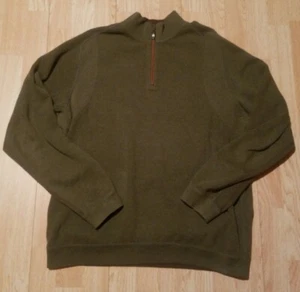 Tommy Bahama 1/4 Zip Reversible Mems XXL 2XL Pullover Green Brown Sweater EUC - Picture 1 of 12
