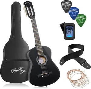 Paquete de guitarra acústica para principiantes de 30 pulgadas (negro), kit básico de inicio con bolsa de concierto, S - Imagen 1 de 7