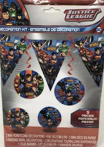 Justice League 5 Piece Table Banner Party Decoration Kit Birthday Supplies NEW - Picture 1 of 2