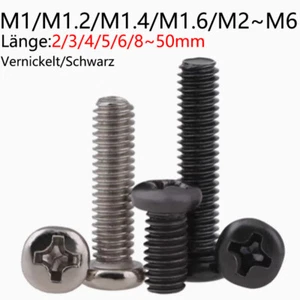 Kohlenstoffstahl Kreuzschlitz Kreuz Linsenkopf Hohlschrauben M1/M1.2/M1.4~M6 - Picture 1 of 9