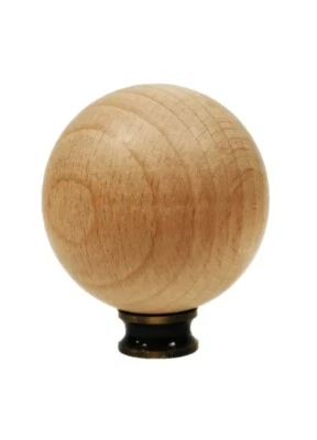 Acabado de lámpara-BOLA DE MADERA MACIZA DE HAYA-GRANDE-CON BASE DE DOBLE HILO-LATÓN ANTIGUO Foto 1 de 4