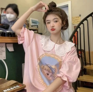 Japanese kawaii Lolita Sweet Shirt Blouse Top T-shirt Short Sleeve Cute women - Picture 1 of 15