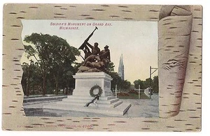 SOLDIER'S MONUMENT on Grand Ave. Milwaukee WISCONSIN Postcard WI 1907 DB - Picture 1 of 2
