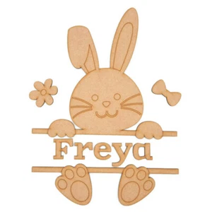 Personalisiertes Holz MDF Osterhase Kaninchen Kinderzimmer Baby Name Schild Reifen Geschenk - Bild 1 von 8