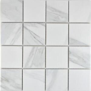 Mosaik Fliese Keramik weiß quadratisch Carrara Bad Dusche WC WB16-0102 1 Matte