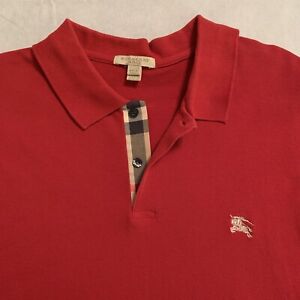 Burberry Brit Mens Size XX Pique Polo Shirt Short Sleeve Red Nova Check