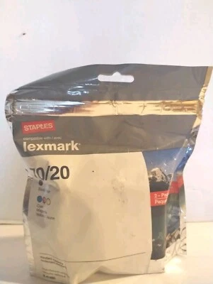 STAPLES Lexmark 70/20 Tri-Color/Black Ink Cartridges 2/PK Sealed Brand New - Image 1 of 4