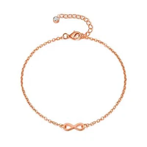 Rose Gold Plated Infinity Anklet Created with Zircondia® Crystals by Philip Jone - Picture 1 of 6