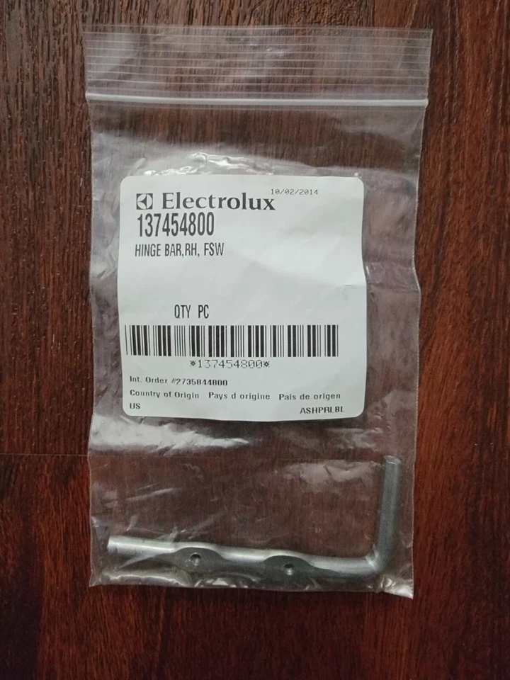 Genuine OEM Electrolux Hinge Bar RH Part # 137454800, 5304500661 - Image 1 of 1