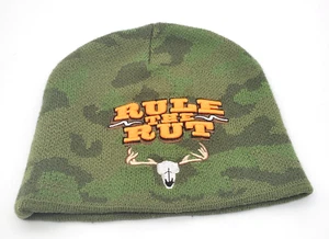 Strumpf Mütze Beanie Mütze Buck Stop bestickt sehr guter Zustand Herren grün Camo Rule The Rut  - Bild 1 von 7
