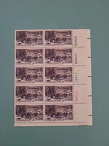1976 USA 13 Cent Weihnachten Winter Zeitvertreib Currier Lithographie Briefmarken 10er Block - Bild 1 von 2