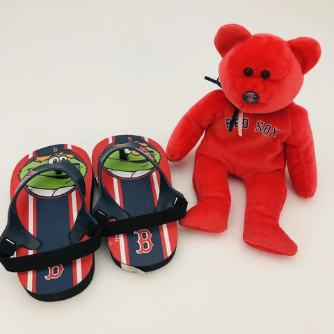 Red Sox Beanie Baby & Wally the Green Monster Toddler Size 5.5 Sandals Flip Flop Cover