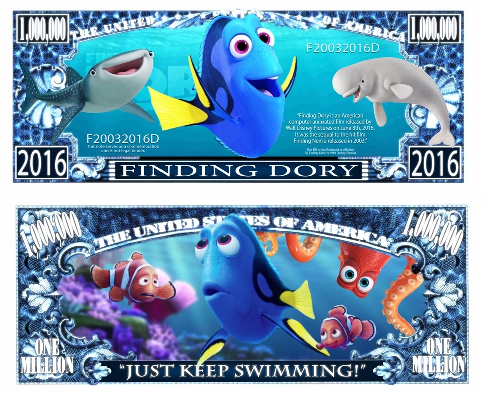 OUR FINDING DORY CARTOON DOLLAR BILL (25 Bills)
