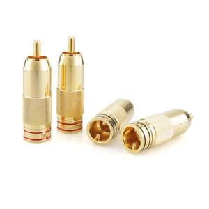 4pcs Aluminum with anodized Shell Gold Plated RCA Plug HIFI Cable RCA Connector - Picture 1 of 6