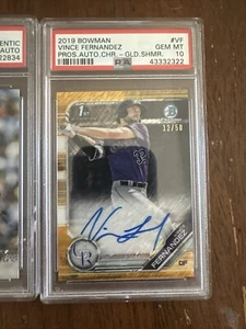 2019 Bowman Chrome Prospect Gold Refractor 12 /50 Fernandez PSA 10 GEM MINT Auto - Picture 1 of 2