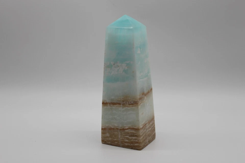 Calcit blau Caribbean Calcite Tower Oberlisk Pyramide Decor Heilstein Edelstein  - Bild 1 von 4