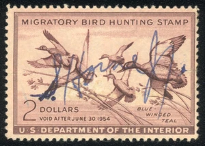 RW20 DUCK STAMP 1953 Blue-winged Teal Ducks Hunting Permit CV $15 Used - Picture 1 of 2
