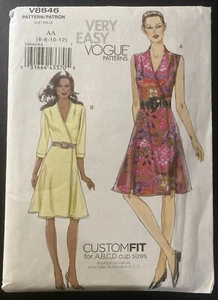 Easy Vogue Misses Mock Wickelkleid Schnittmuster V8646 6 8 10 12 ungeschnitten - Bild 1 von 4