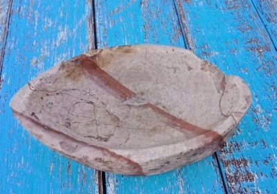 Molinillo de especias Kharal con forma de barco pesado antiguo S tono rosa olla cuenco/mortero Foto 1 de 4