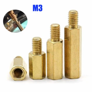 M3 Messing Sechskant Bolzen Säule Abstandhalter Computer Mainboard Gewinde Säule Außen-Innen - Bild 1 von 9