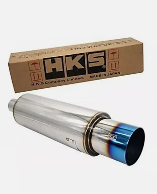 HKS HI-Power Titanium Face Blue Exhaust Muffler Inlet 3" Outlet 4.5" Express DHL - Imagem 1 de 4