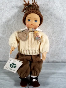 TJ Collection "Hans" CERAMIC Doll, knit sweater ceramic head & hands, 1993 VTG - Picture 1 of 8