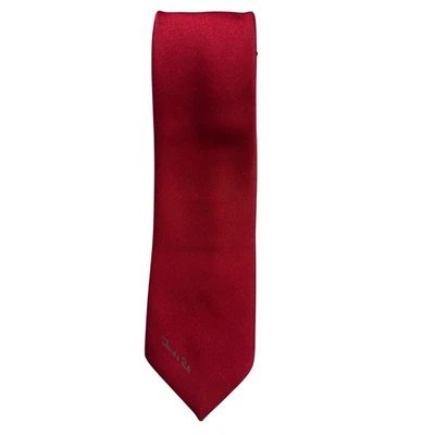 Corbata de seda roja lisa Oscar De La Renta para hombre Foto 1 de 4