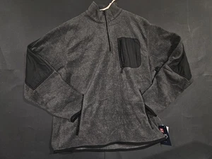Herren Chaps grau schwarz Pullover Fleecejacke Größe Large Reißverschluss Ausschnitt 100% Polyester - Bild 1 von 13