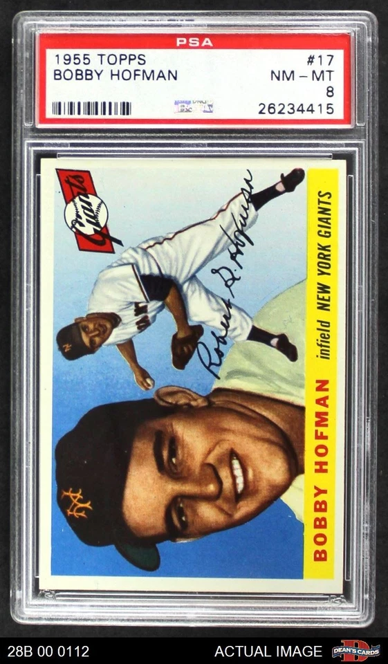 1955 Topps #17 Bobby Hofman Giants PSA 8 - NM/MT - Image 1 of 1