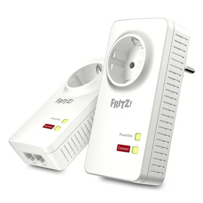 FRITZ!Powerline 1220 Set 2x Adapter, mit integrierter Steckdose, bis zu 1.200 MB - Bild 1 von 4