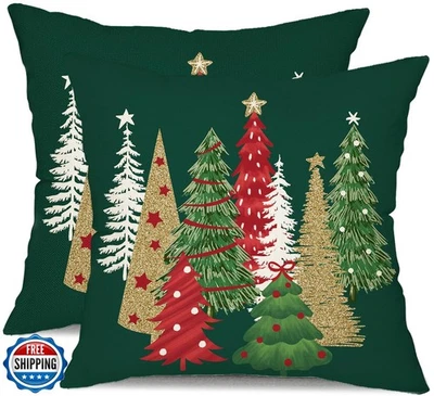 DFXSZ Christmas Pillow Covers 18x18 Inch Set of 2 Christmas Tree Decorative G - Image 1 of 4