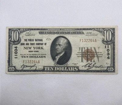 1929 $ 10 Ten Dollar Bank Note F 132264 A - Image 1 of 2