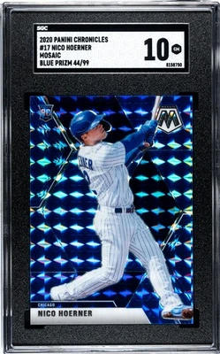 2020 Panini Chronicles #17 Nico Hoerner RC Mosaic SGC 10 Gem Mint Blue Prizm /99 - Image 1 of 2