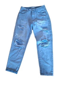 Mom Jeans Gr. 36 von Hello Miss – Hellblau, Destroyed Look, Print - Bild 1 von 2