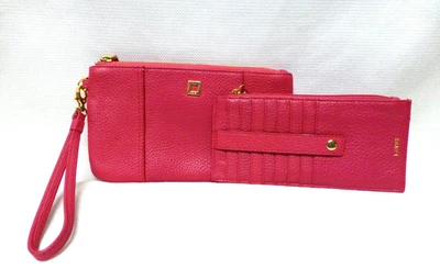 LODIS Olivia Cuero Guijarro Organizador Muñequera Cartera Bolso sin asas Rosa Usado en Excelente Condición Foto 1 de 4