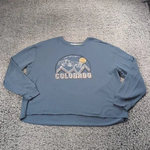 Colorado USA Sweater Women Large Blue Destination Crew Neck Graphic Pullover - Picture 1 of 6