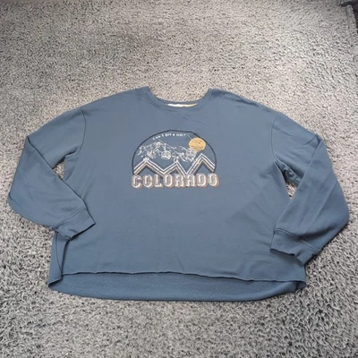 Colorado USA Sweater Women Large Blue Destination Crew Neck Graphic Pullover - Image 1 of 4