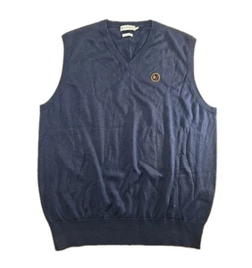 Chaleco Suéter Peter Millar Para Hombre L Azul Marino Seminole Club de Golf Seda Cachemira Algodón - Imagen 1 de 10