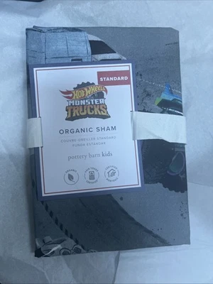 Nuevo 1 Pottery Barn Niños Hot Wheels Monster Trucks Almohada Falsa Tamaño Estándar Foto 1 de 2