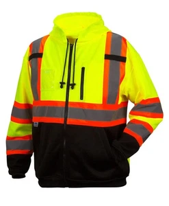 Pyramex RCSZH33 Type R Class 3 Hi-Vis Zip Black Bottom Hooded Sweatshirt with X- - Bild 1 von 7