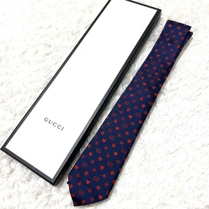Excellent Used Gucci GG All-Over Pattern Blue Tie with Box - Picture 1 of 7