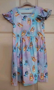 Unbranded Purple/Blue 5T 100% Cotton Girls Short Sleeve Dress - Picture 1 of 4